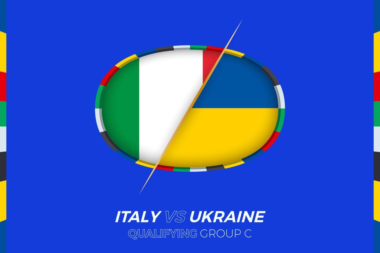 Italia vs Ucrania icono para europeo fútbol americano torneo calificación, grupo C. vector