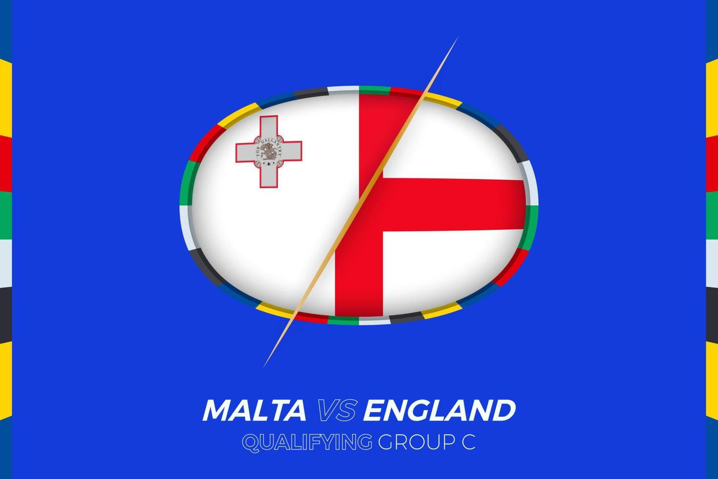 Malta vs Inglaterra icono para europeo fútbol americano torneo calificación, grupo C. vector