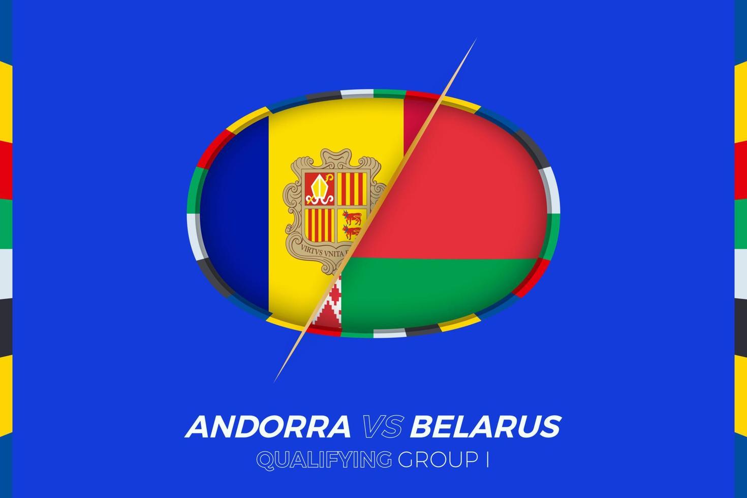 andorra vs bielorrusia icono para europeo fútbol americano torneo calificación, grupo i. vector