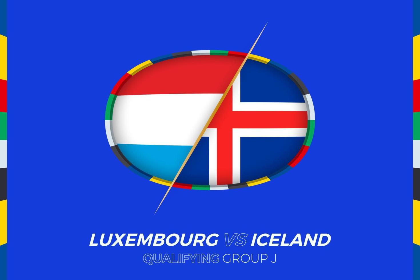 Luxembourg vs Iceland icon for European football tournament qualification, group J. vector