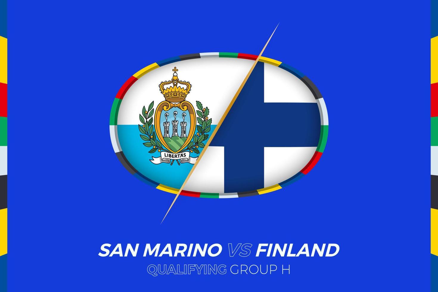 san marino vs Finlandia icono para europeo fútbol americano torneo calificación, grupo H. vector