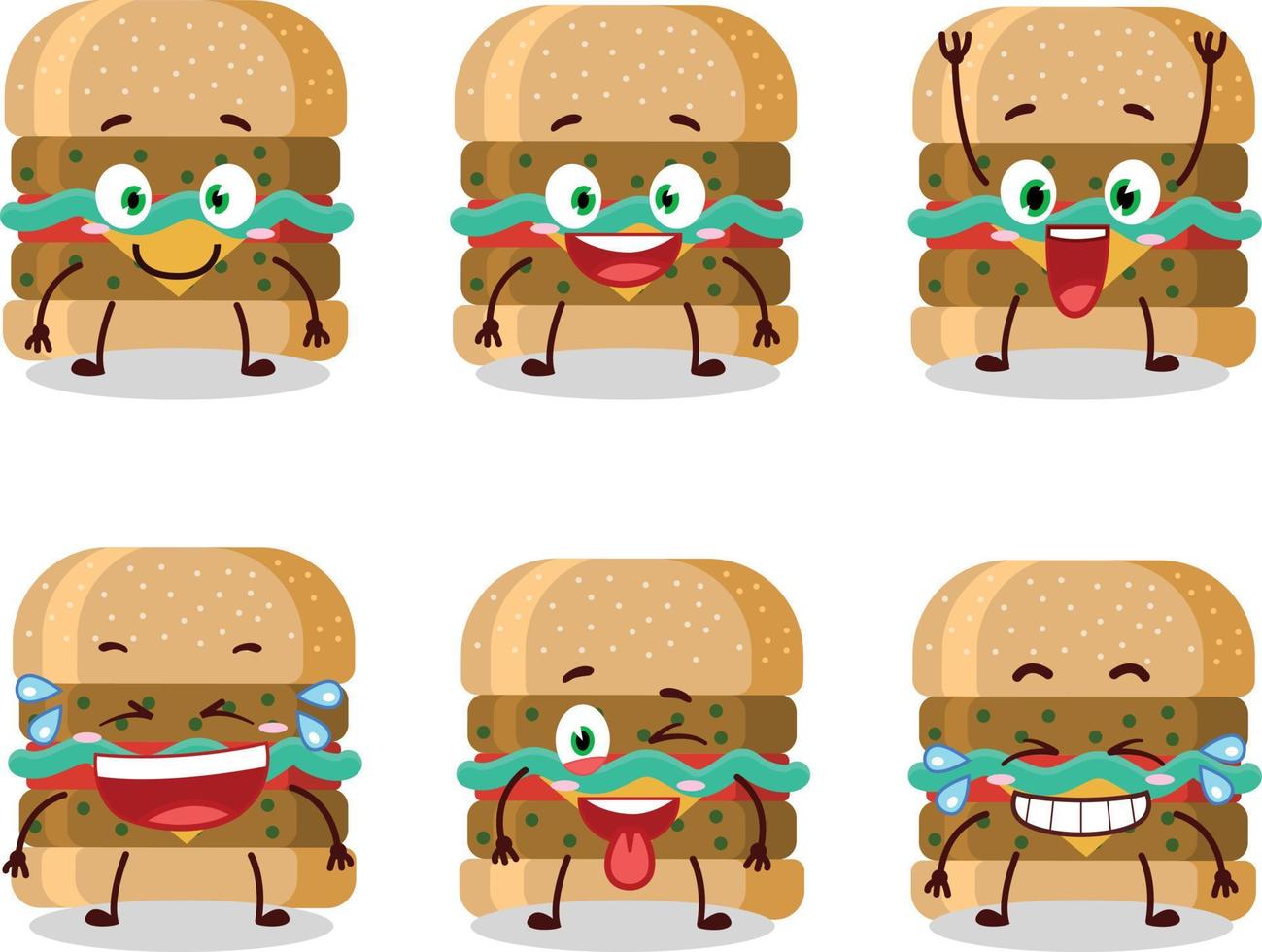 dibujos animados personaje de hamburguesa con sonrisa expresión vector