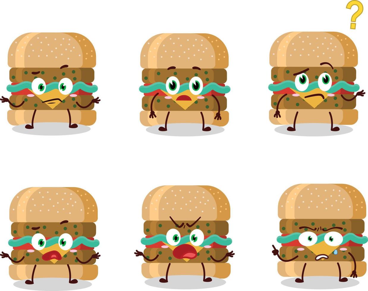 Cartoon character of hamburger with what expression vector