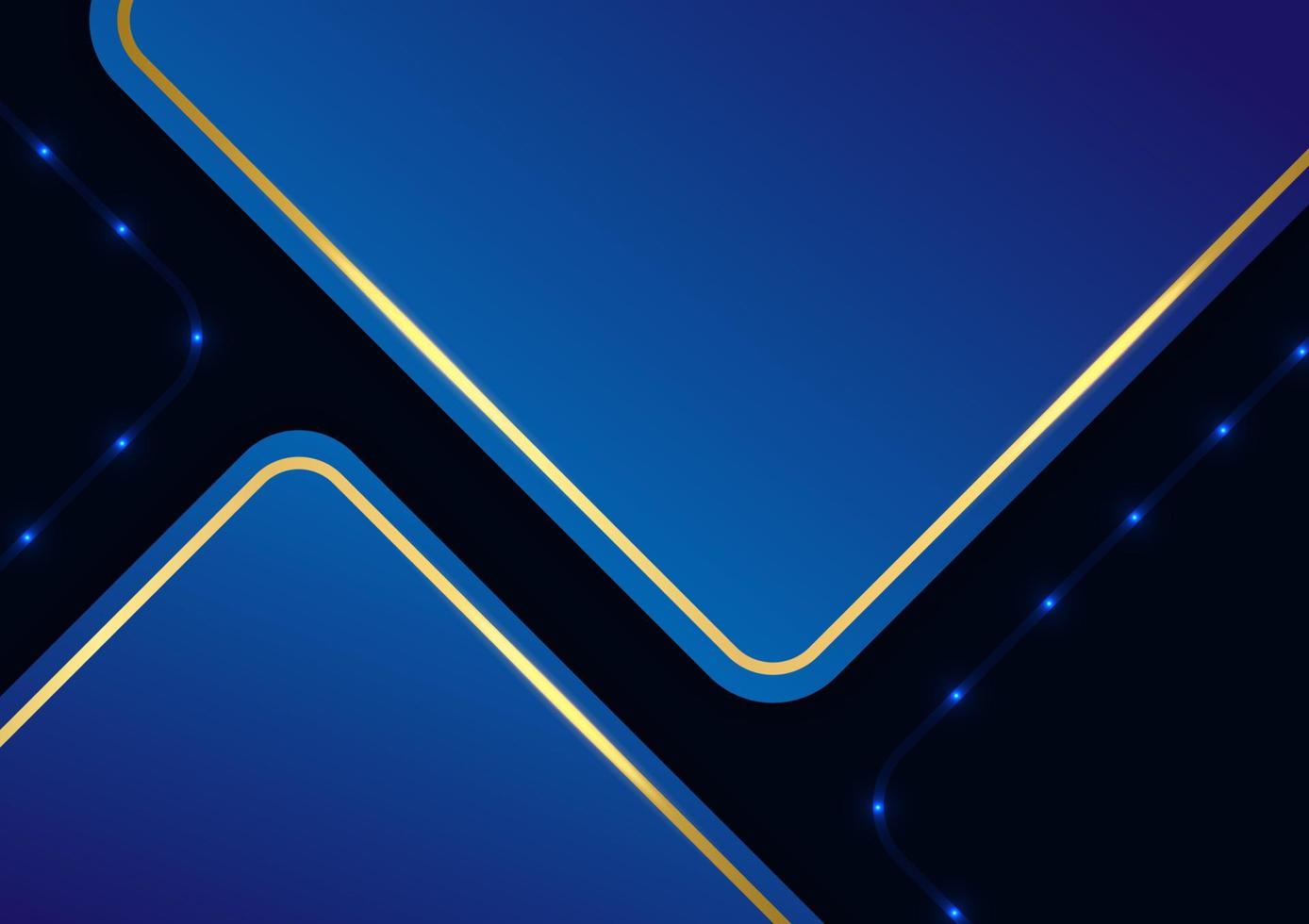Abstract blue banner presentation gold line geometric luxury background vector