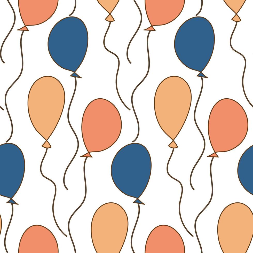 Balloons on a white background. Vector colorful ballons seamless pattern for Happy birthday party design. Holiday backdrop for wrapping paper, fabric, textile, scrapbook.