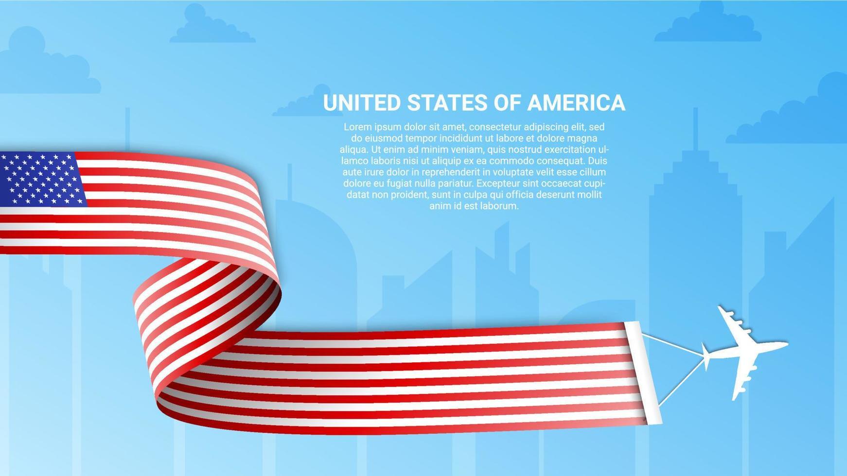 american flag banner in ribbon shape for national day vector