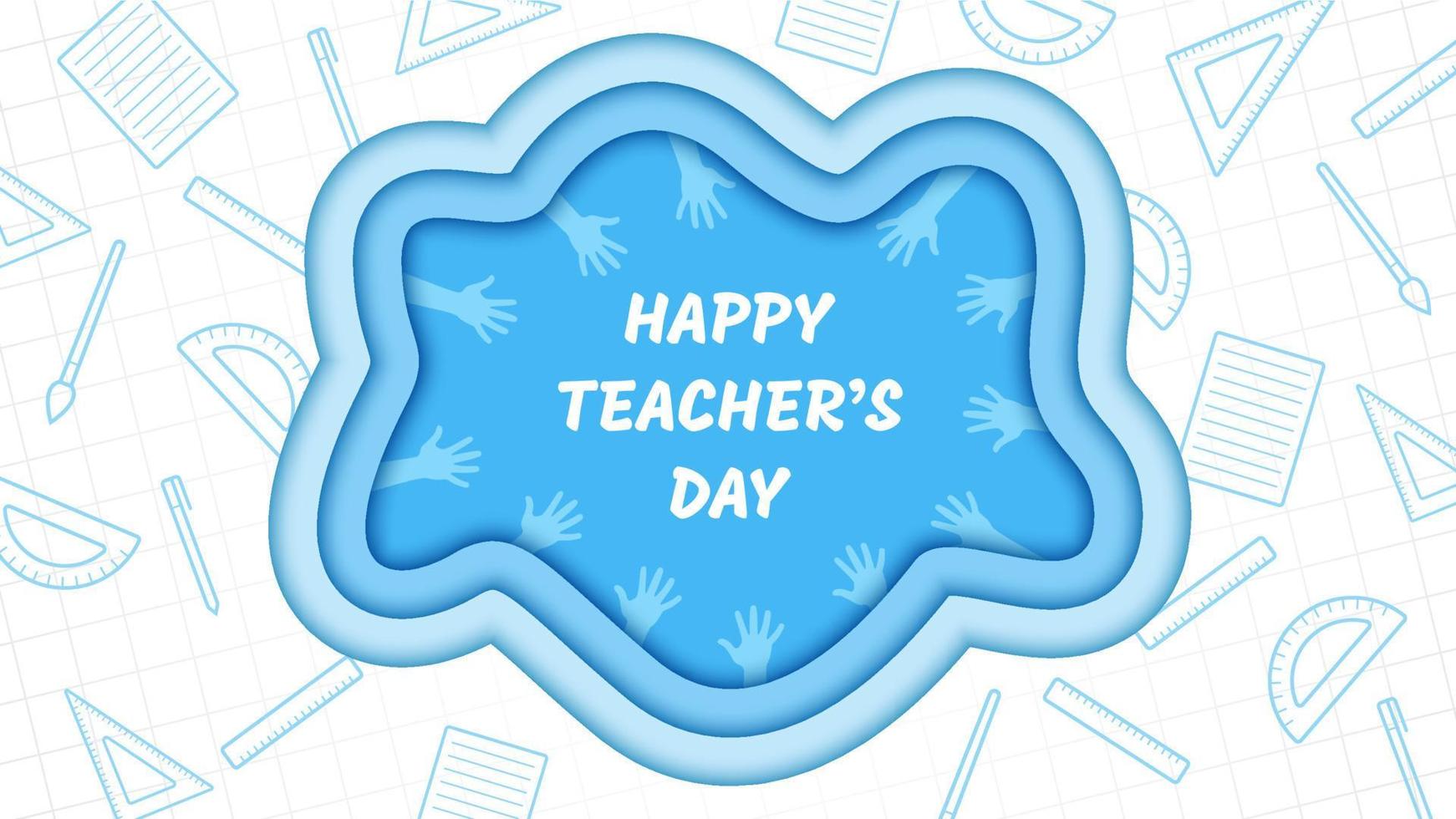 happy teacher's day banner design in paper cut style vector