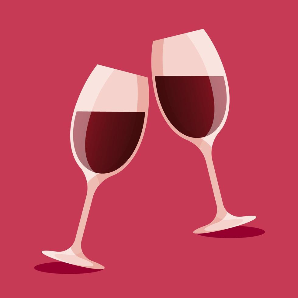 Two glasses of red wine. Vector illustration