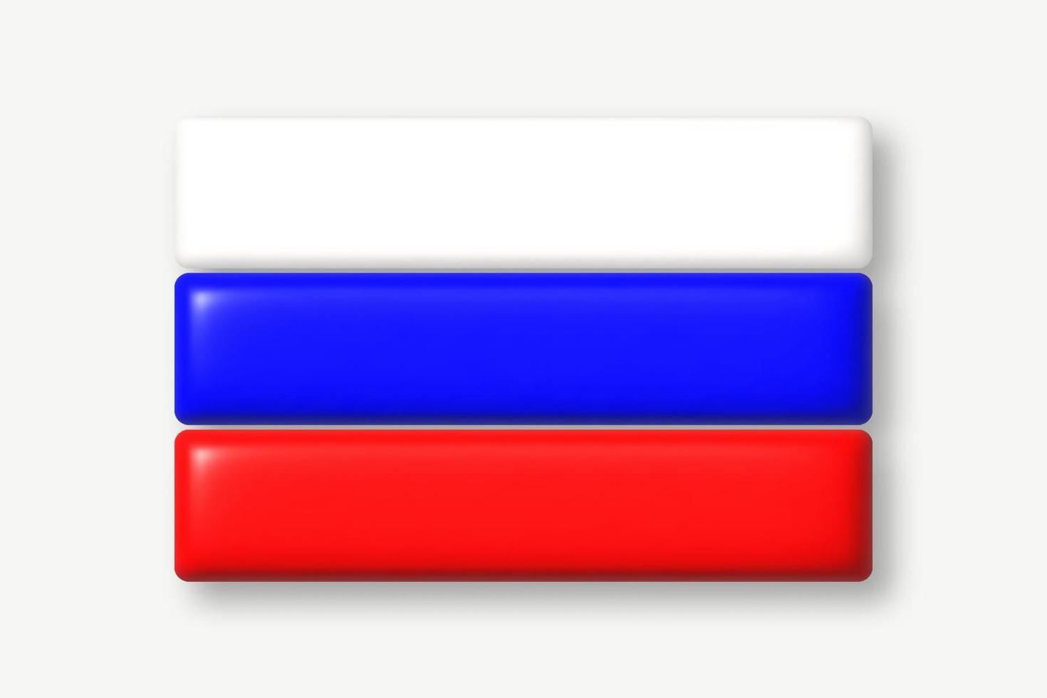 3d flag icon. Flag of the Russian Federation. Vector illustration.