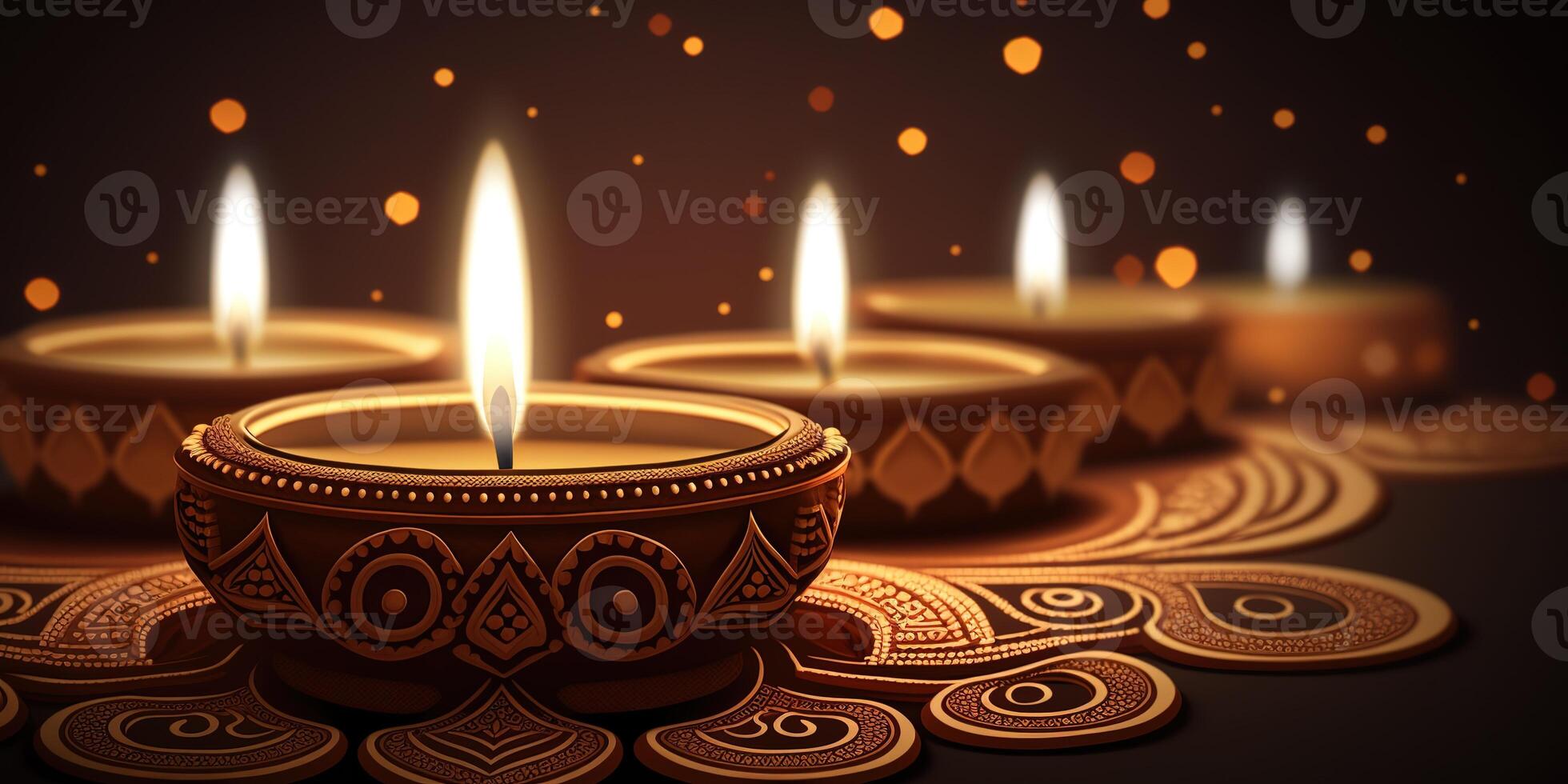 diwali background with candle light AI photo