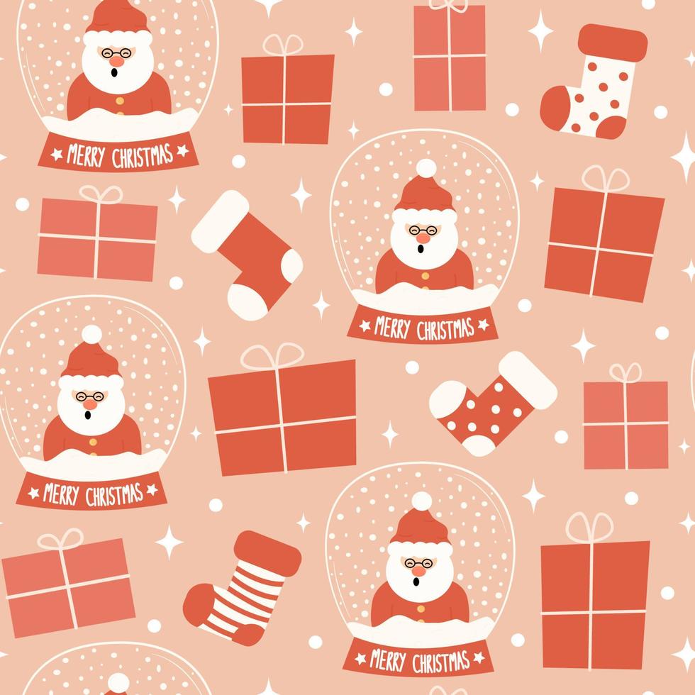 Cute Holiday seamless vector pattern cartoon illustration with christmas elements