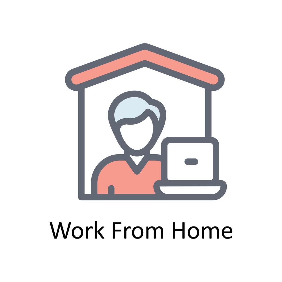 Work From Home  Vector  Fill outline Icons. Simple stock illustration stock