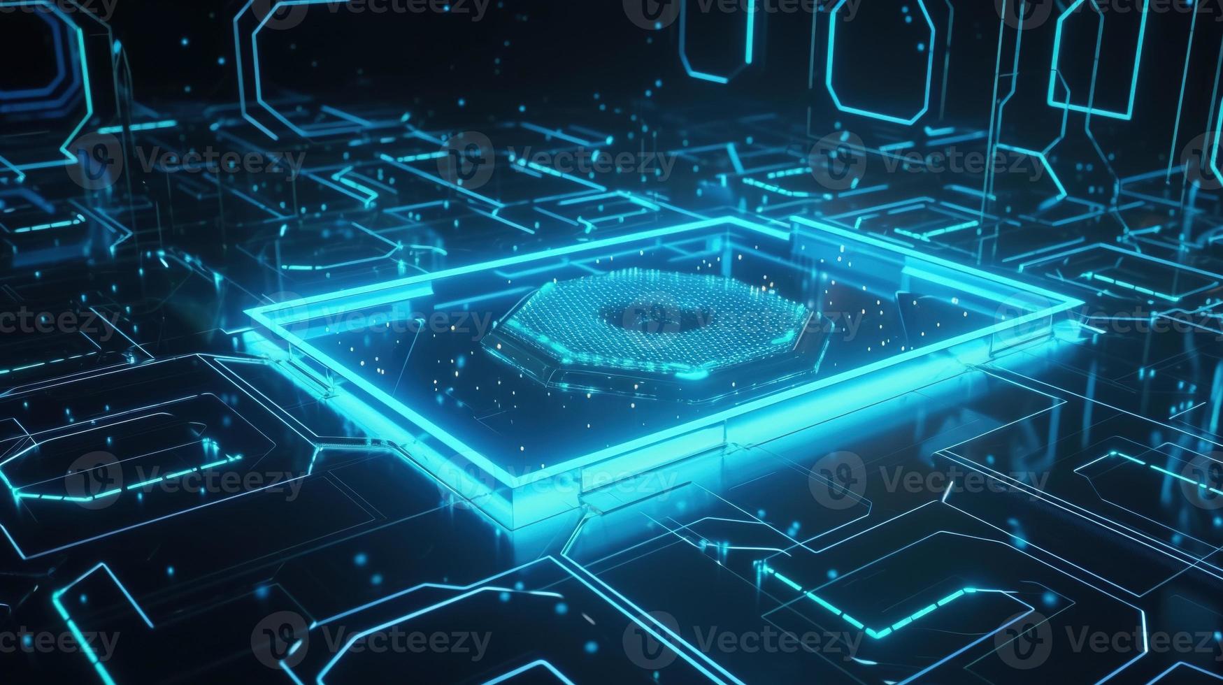 Cyber security concept with closed padlock on hexagons background 3D rendering photo