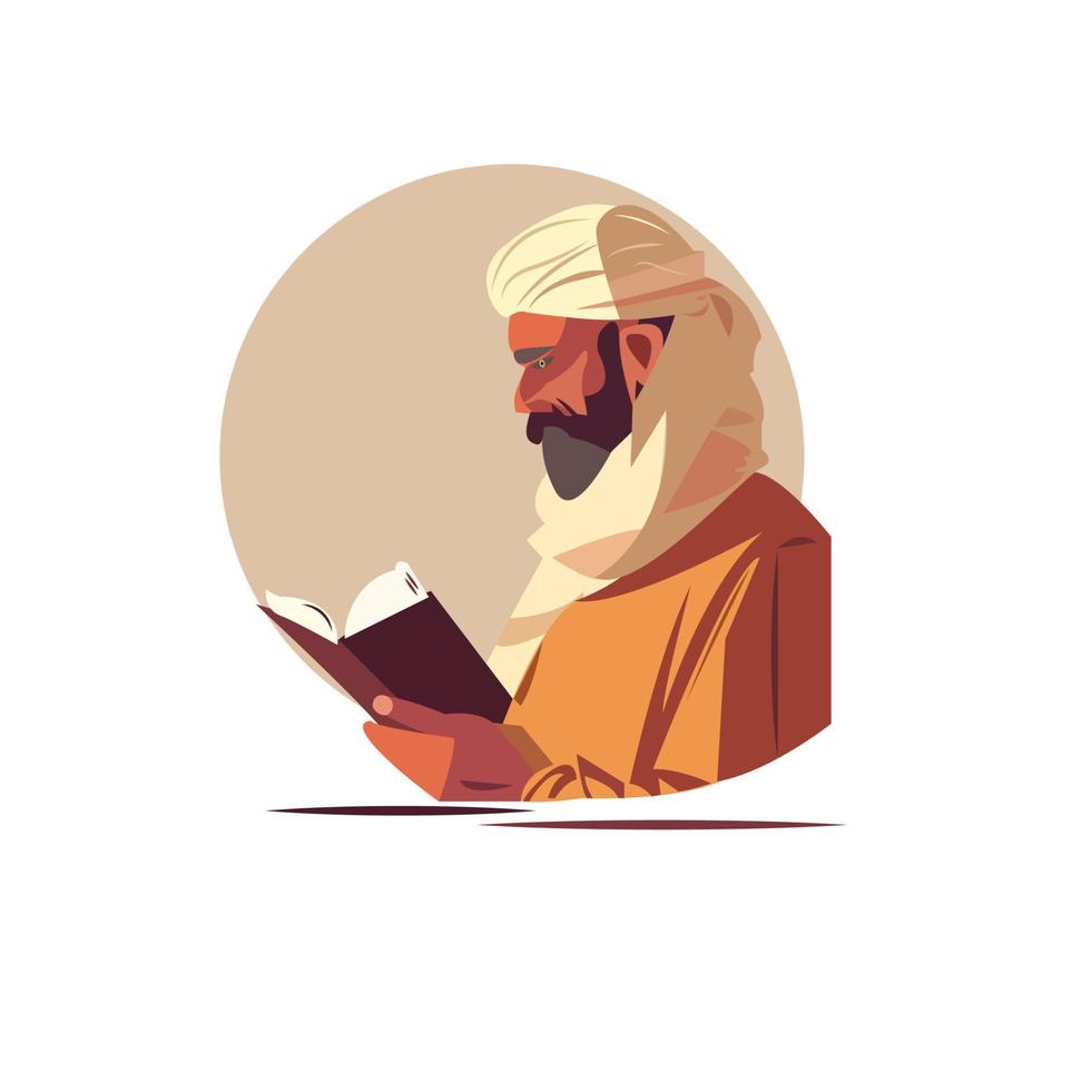 A muslim man reading a book in ramadan vector