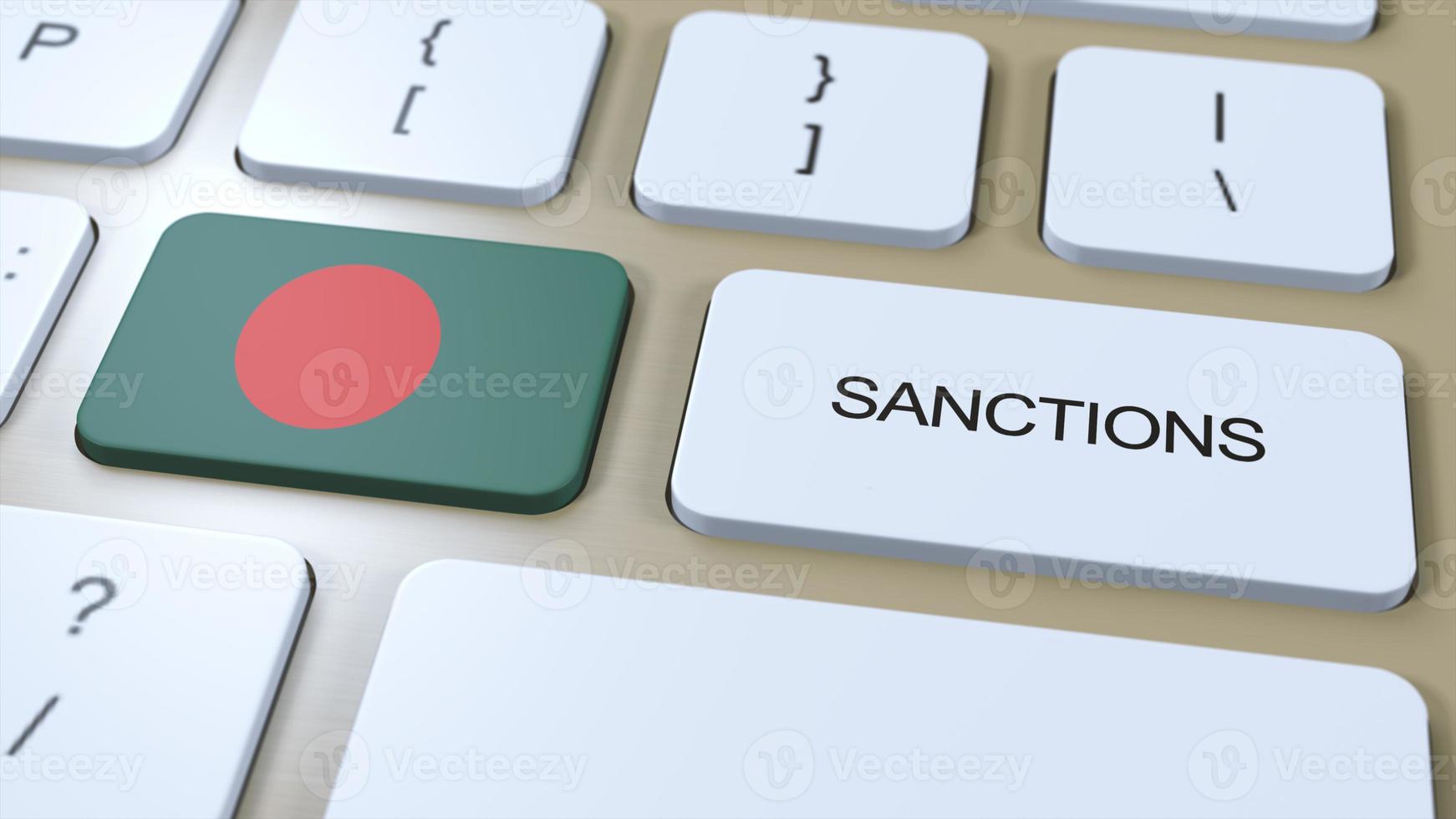 Bangladesh Imposes Sanctions Against Some Country. Sanctions Imposed on Bangladesh. Keyboard Button Push. Politics 3D Illustration photo