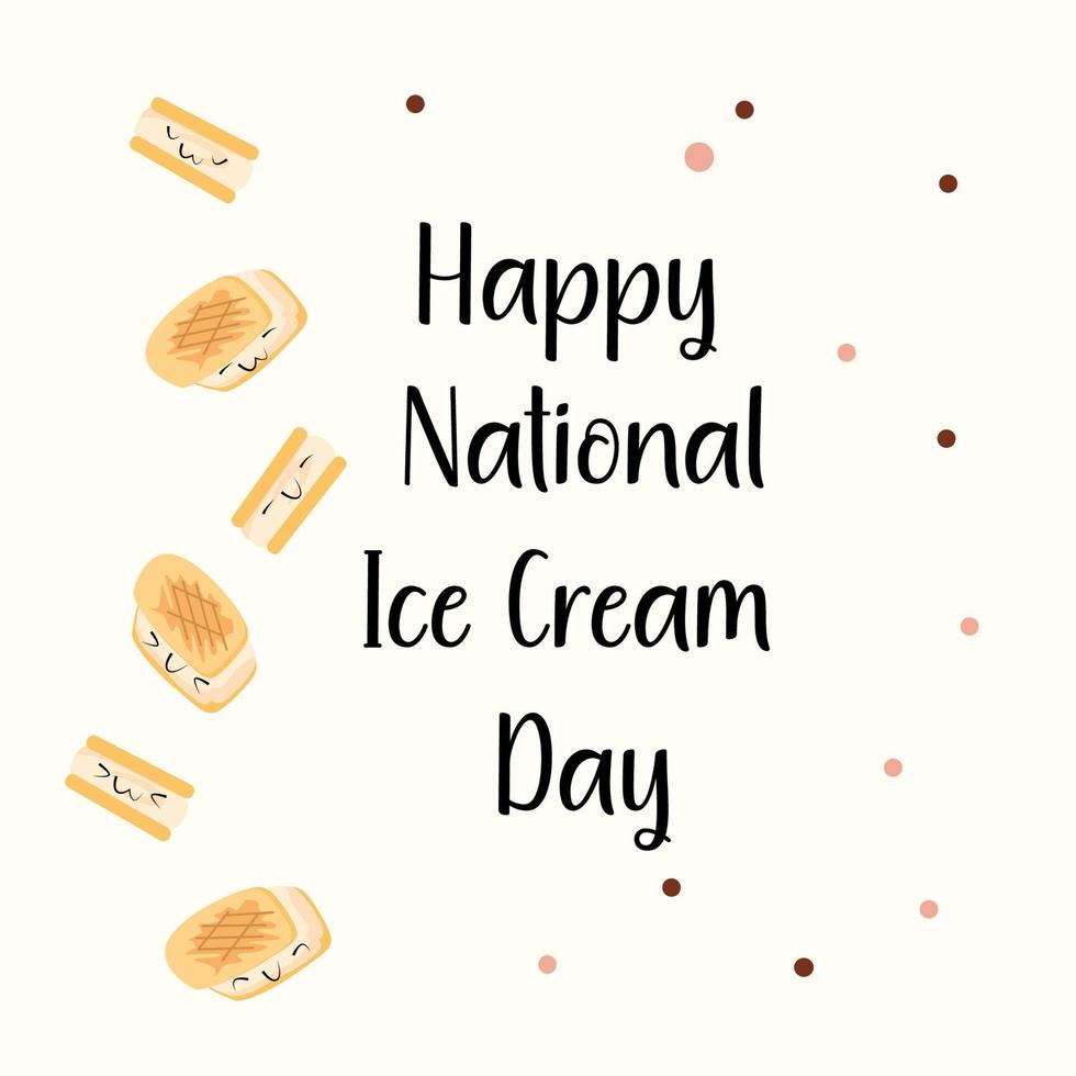 Vector Illustration for Happy national ice cream day on hearts background. No Diet Day , Eat What You Want Day llustration.