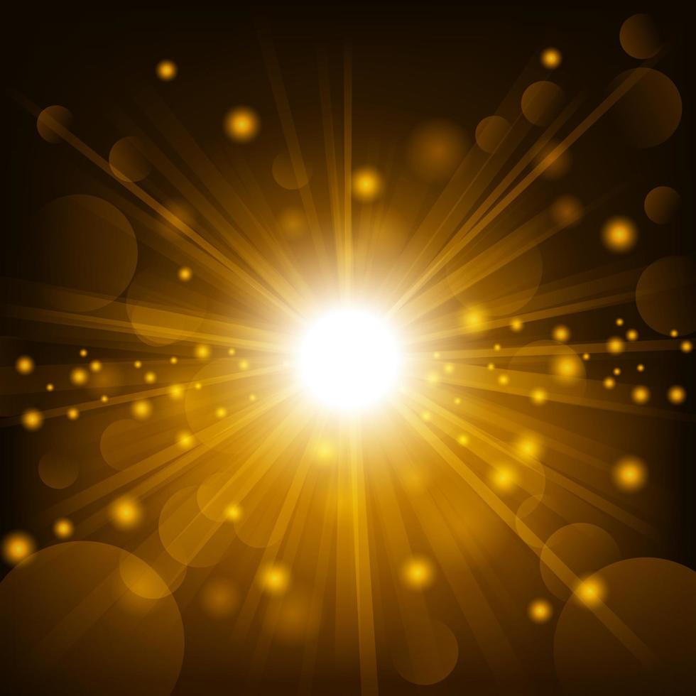 Gold Shine with Lens Flare Background, Vector Illustration