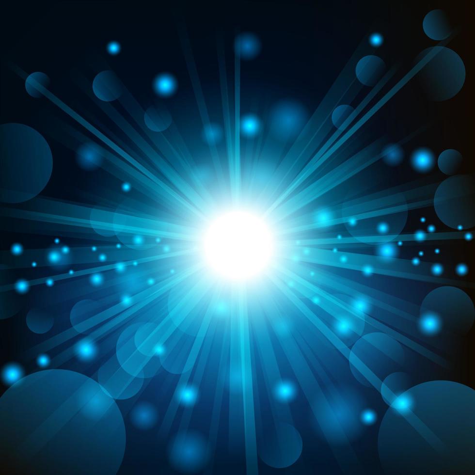 Blue Shine with Lens Flare Background, Vector Illustration