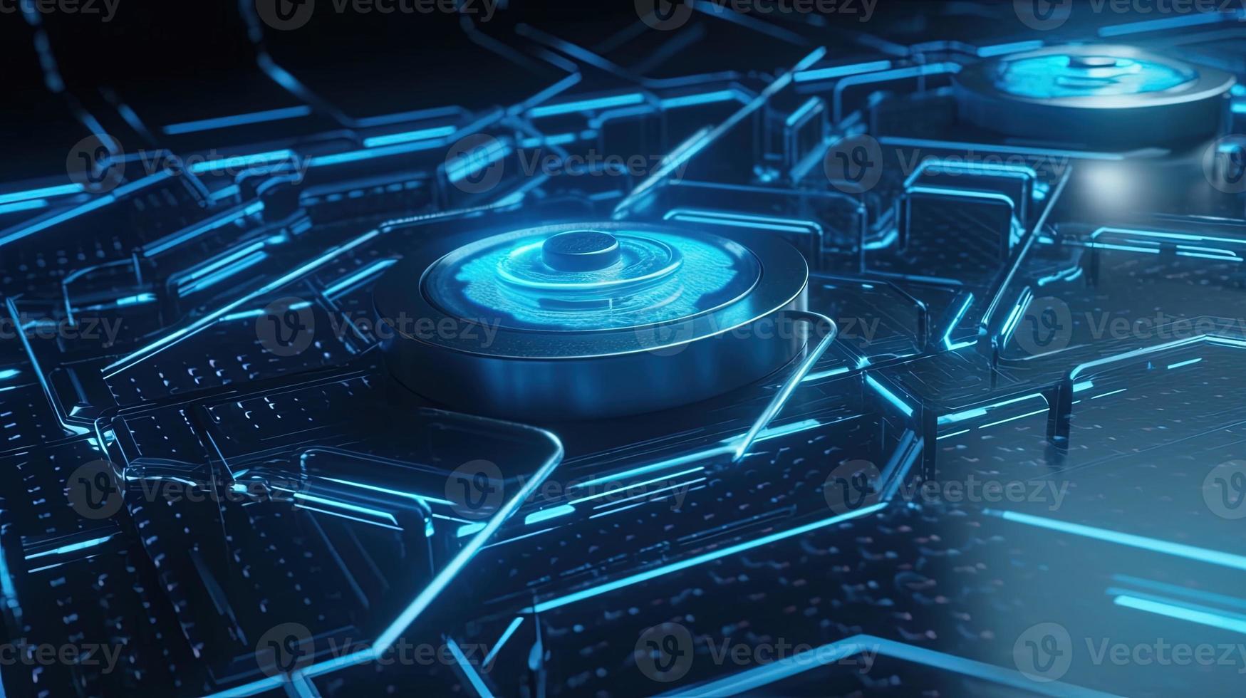 Cyber security concept with closed padlock on hexagons background 3D rendering photo