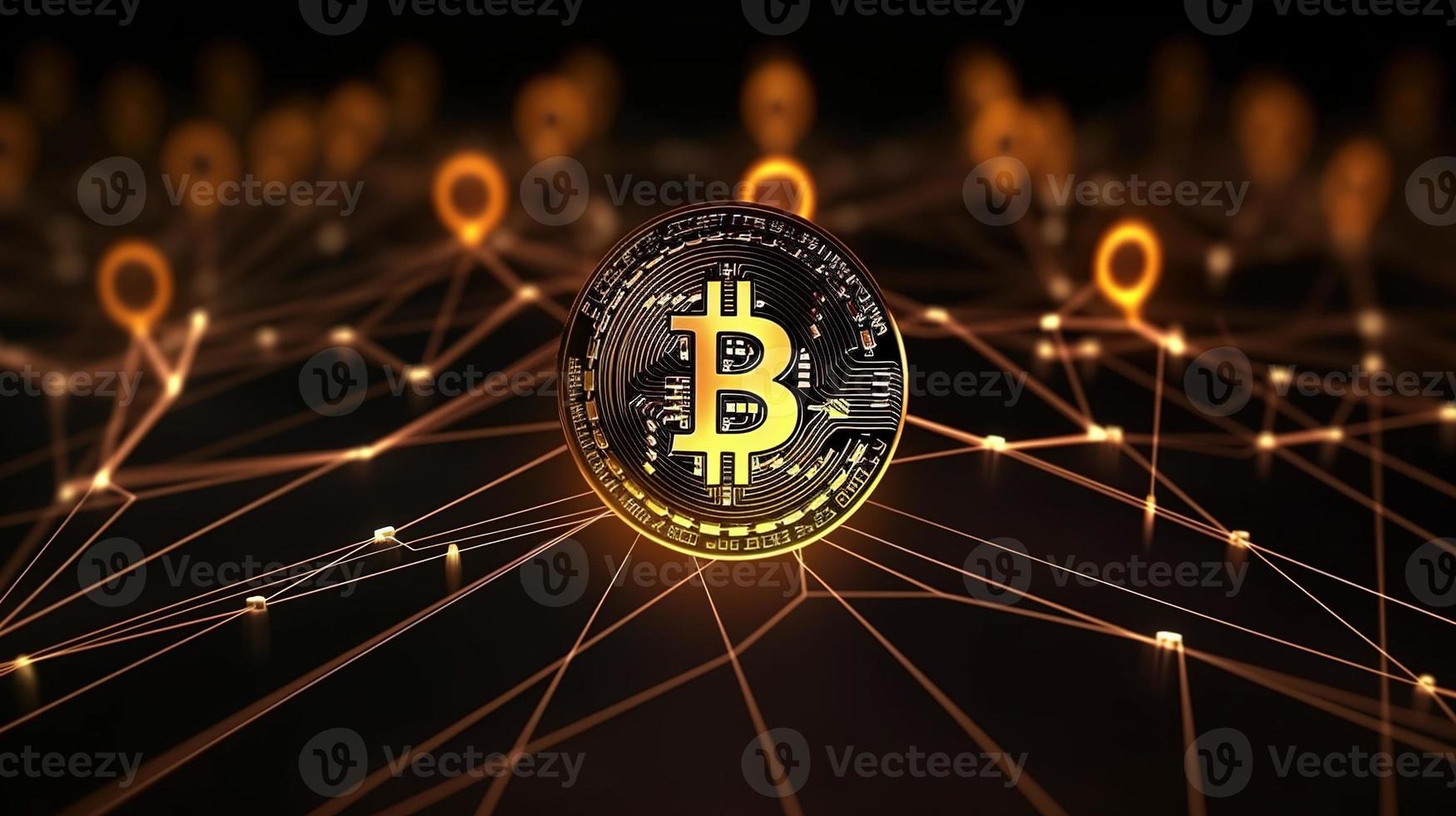 Bitcoin's Artistic Financial Network A Creative Representation of Digital Wealth ,Financial concept the bitcoin in the background network photo