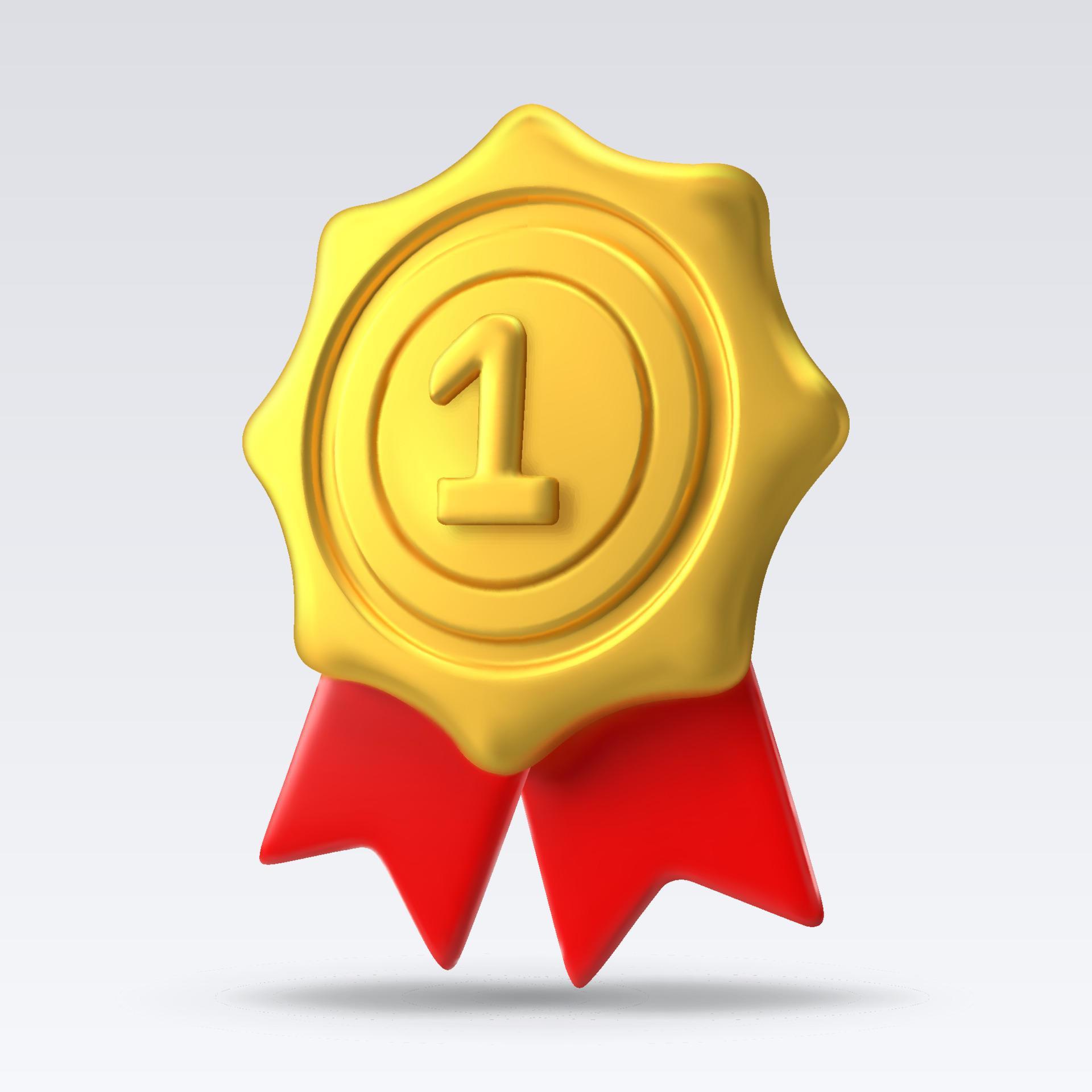 Gold medal with number 1. Realistic vector illustration 21901895 Vector