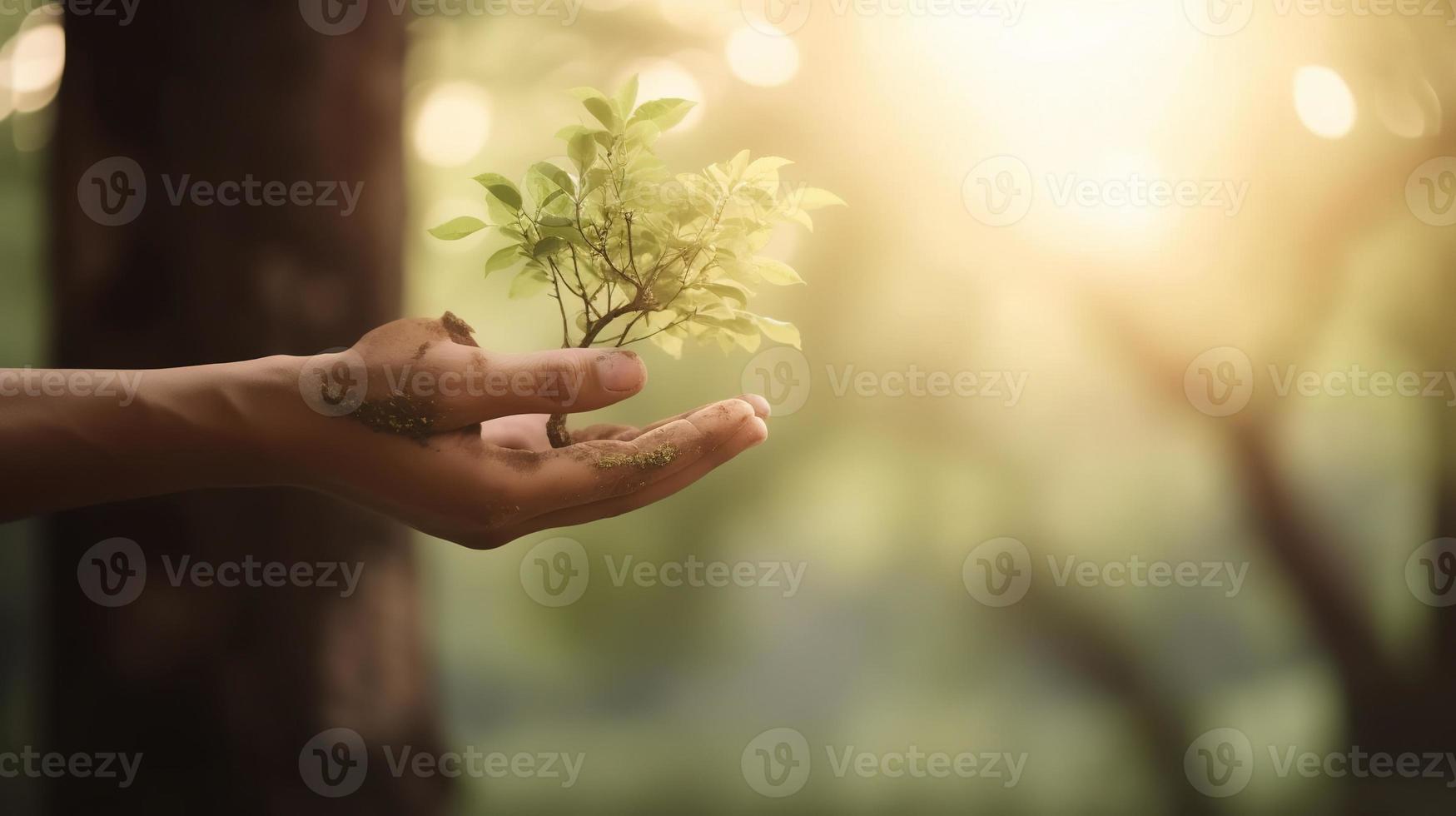 artístico manos abrazo de la naturaleza belleza participación árbol terminado borroso antecedentes foto