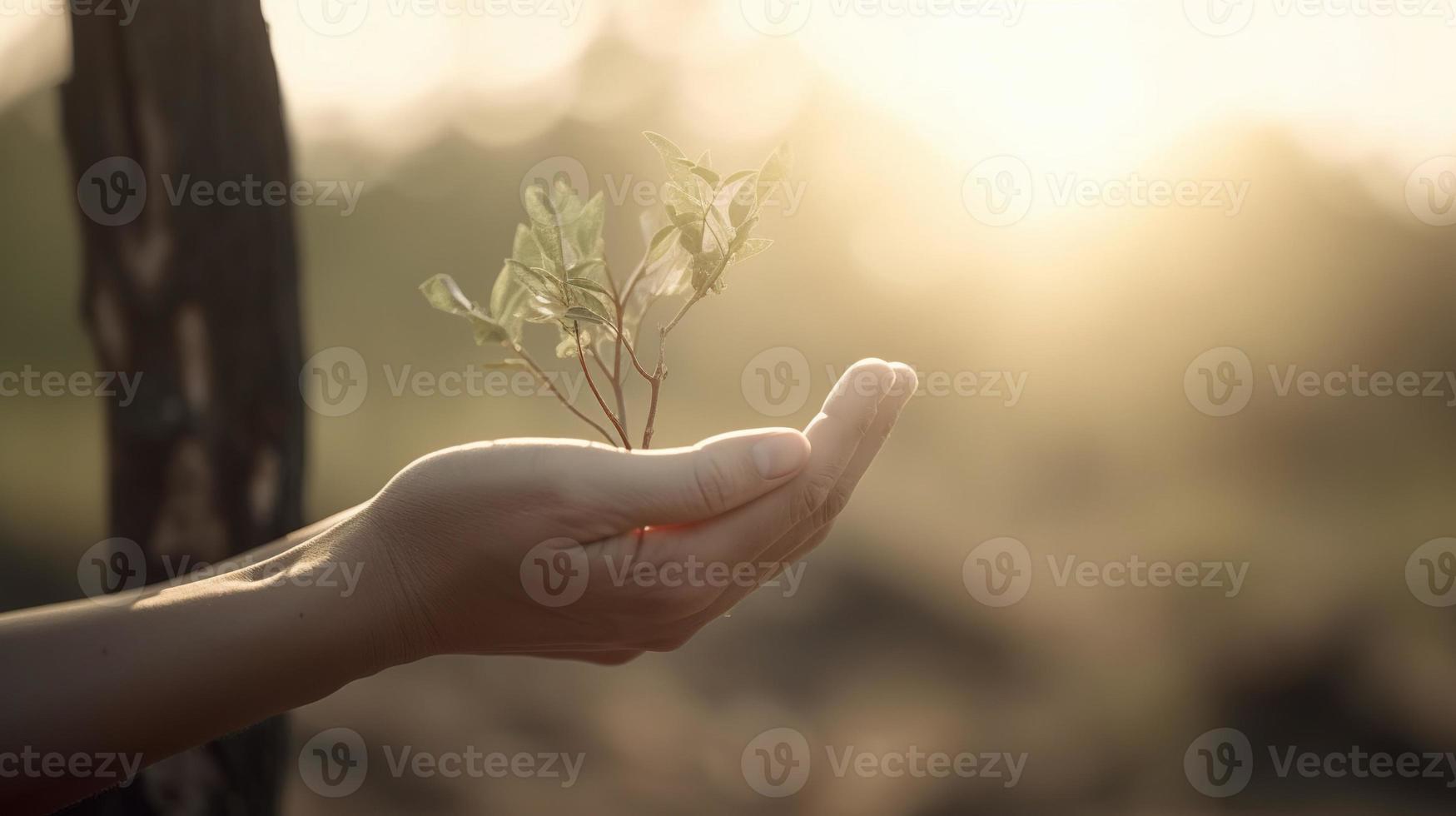 artístico manos abrazo de la naturaleza belleza participación árbol terminado borroso antecedentes foto