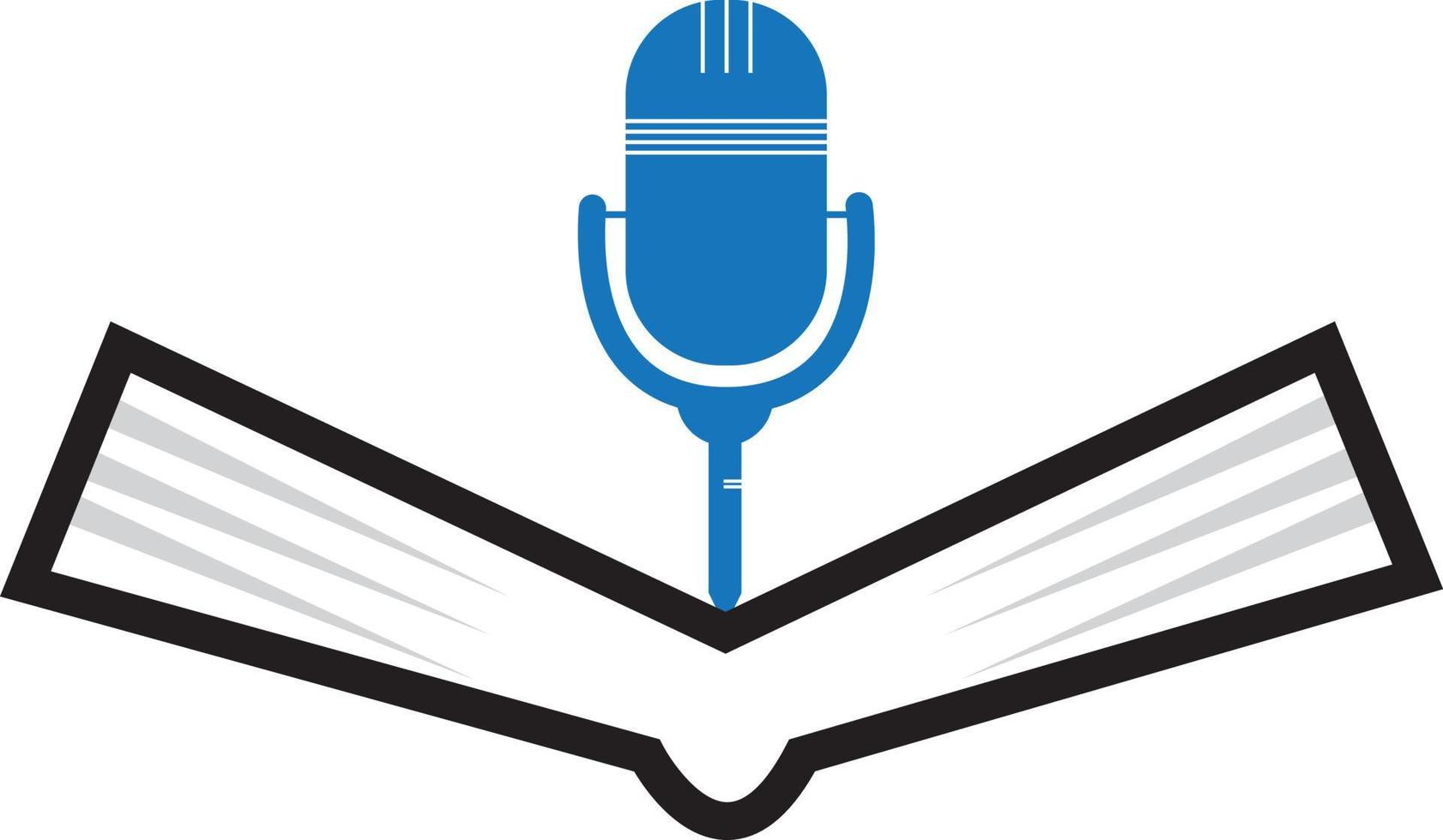 diseño de logotipo vectorial de libro de podcast. concepto de logotipo de podcast de educación. vector