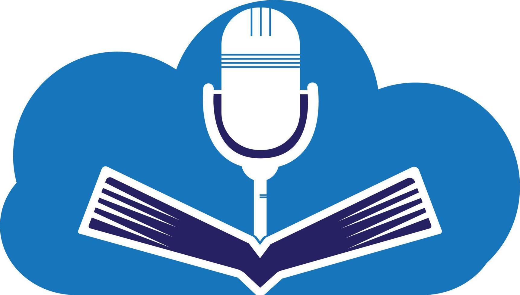 diseño de logotipo vectorial de libro de podcast. concepto de logotipo de podcast de educación. vector