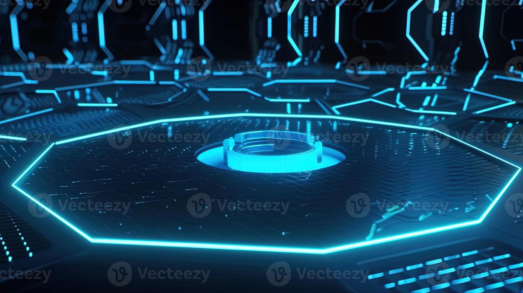 Cyber security concept with closed padlock on hexagons background 3D rendering photo