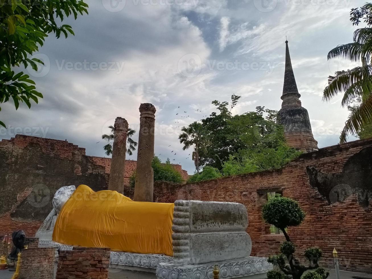 reclinning buddha statue un wat yai chai mongkol temple ayutthaya world heritage site of unesco central of thailand photo