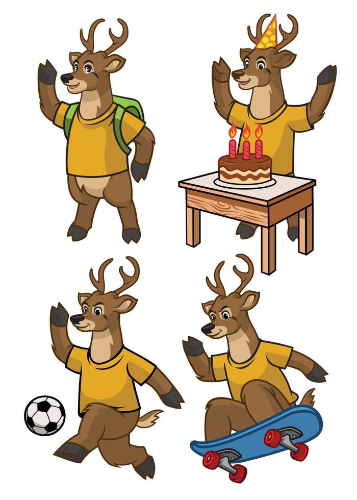 deer cartoon set vector
