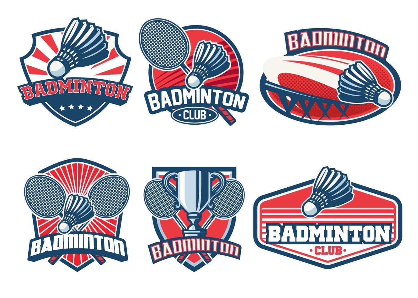 Badminton badge design set vector