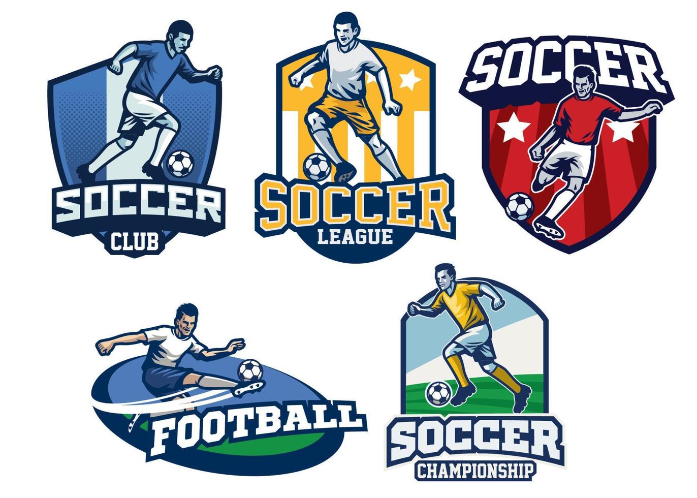 soccer badge design in set vector