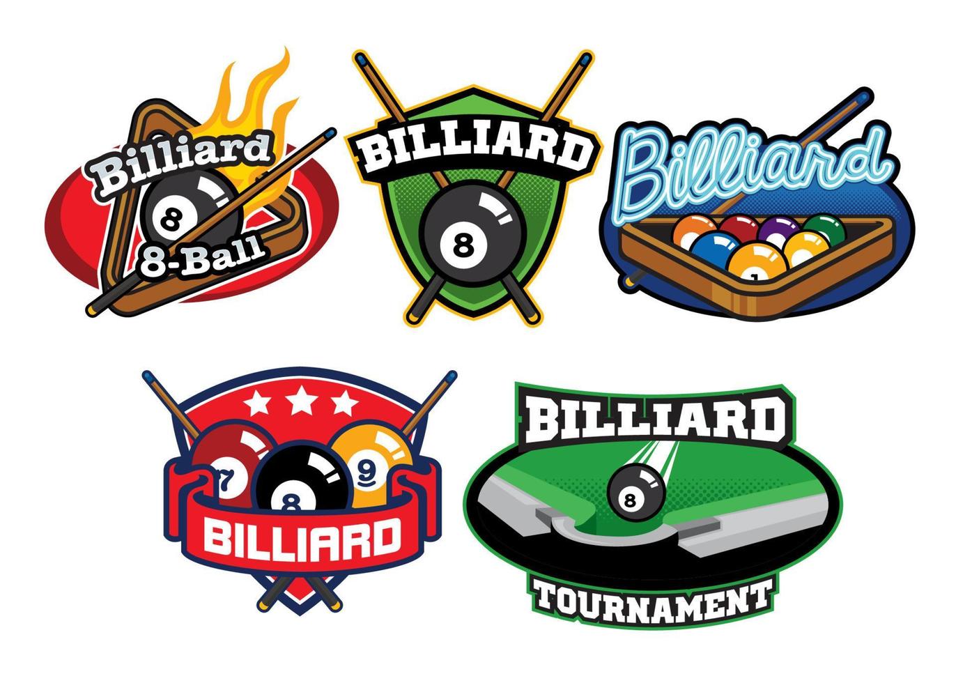 Billiard badge design set 21902152 Vector Art at Vecteezy