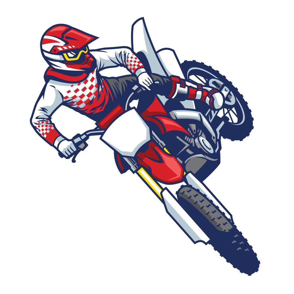 motocross rider doing jumping whip trick vector