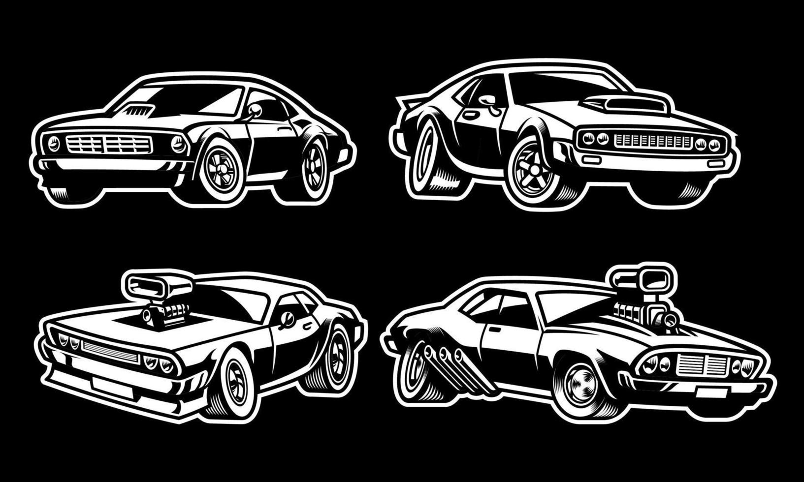 set of muscle car vector