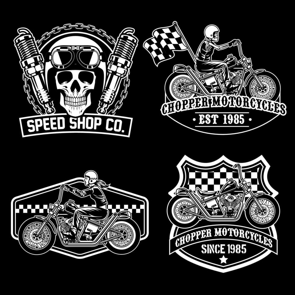 Chopper set black white vector