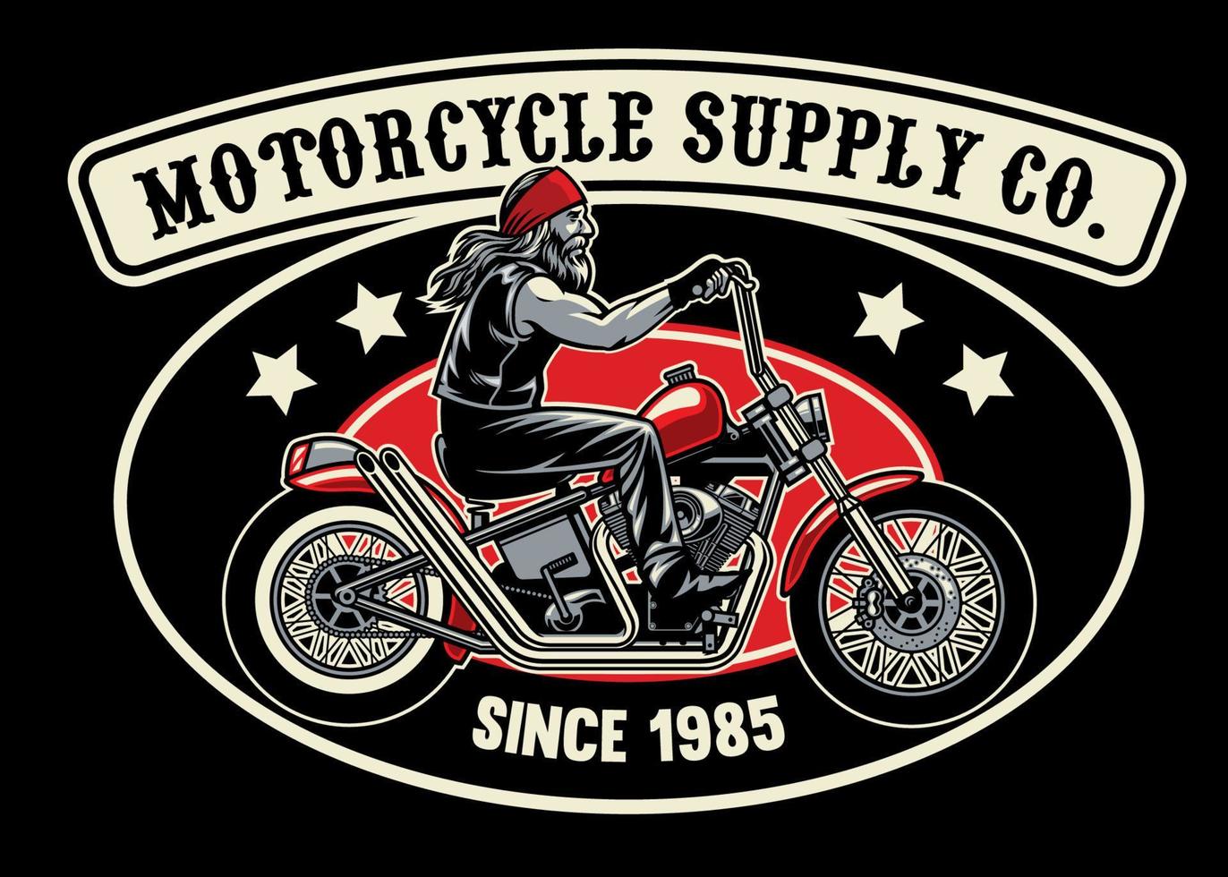 old biker with chopper motorcycles vector