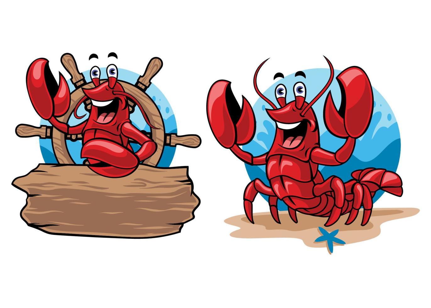 lobster cartoon set vector