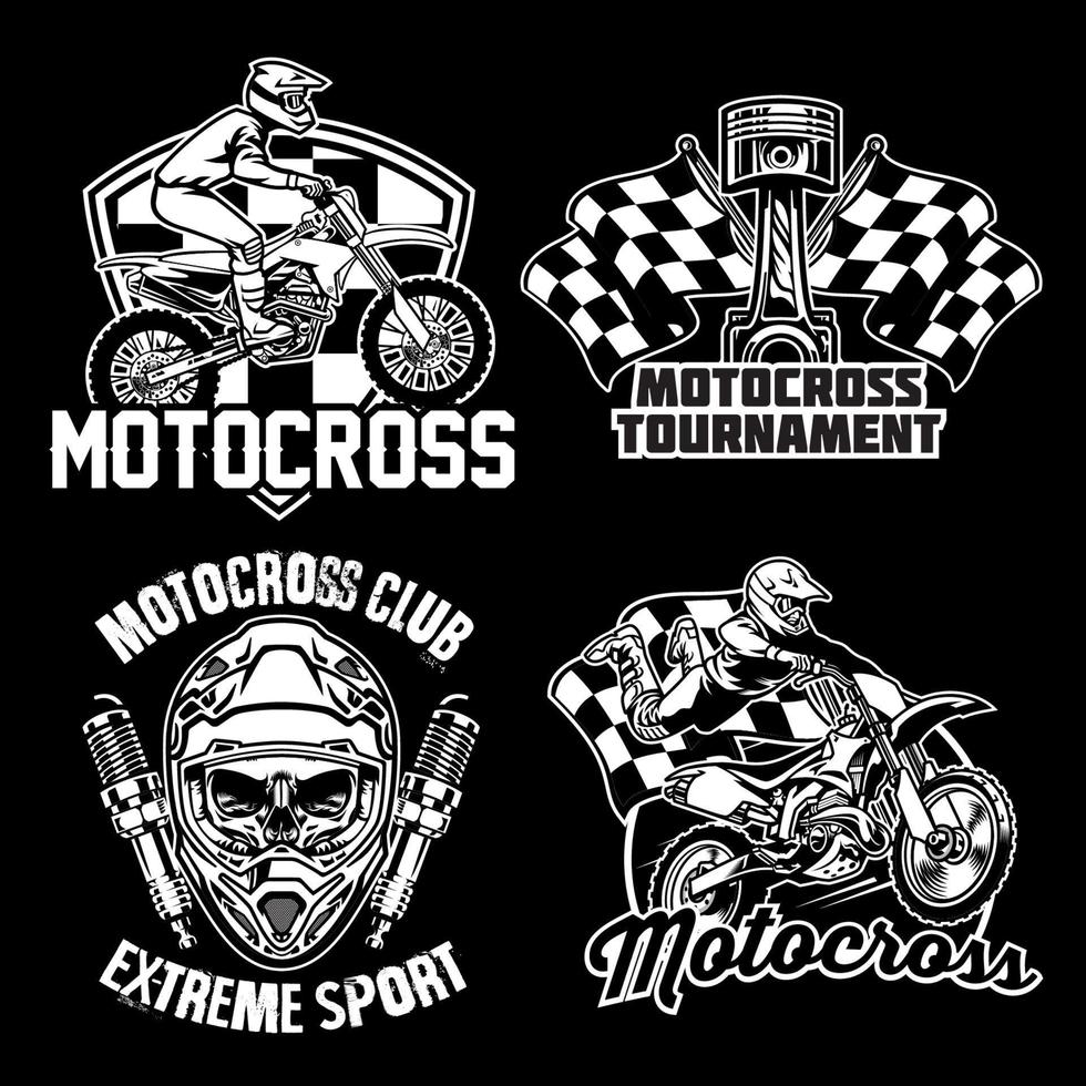 Motocross badge design set vector