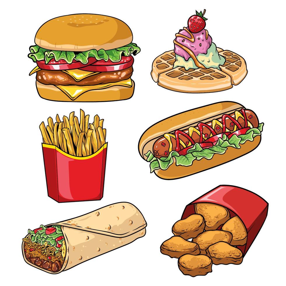 set of fast food collection vector