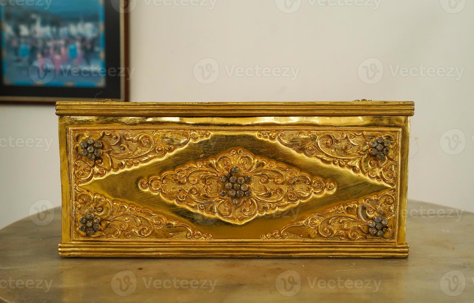 Antique jewelry box, made of gold mixed brass, the heritage of the Yogyakarta palace photo