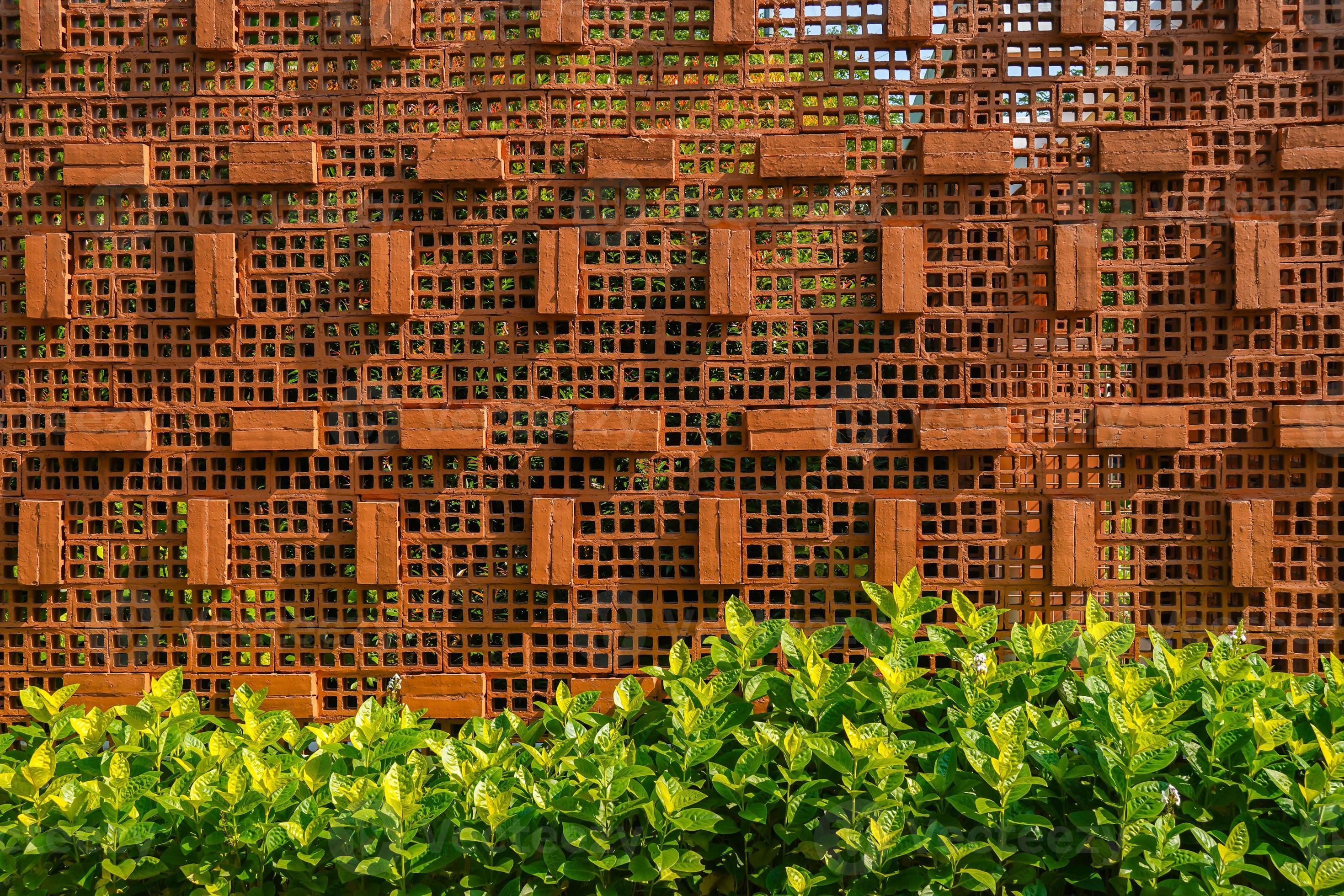 Block wall with ventilation, Decorative clay block wall, 21902263 Stock