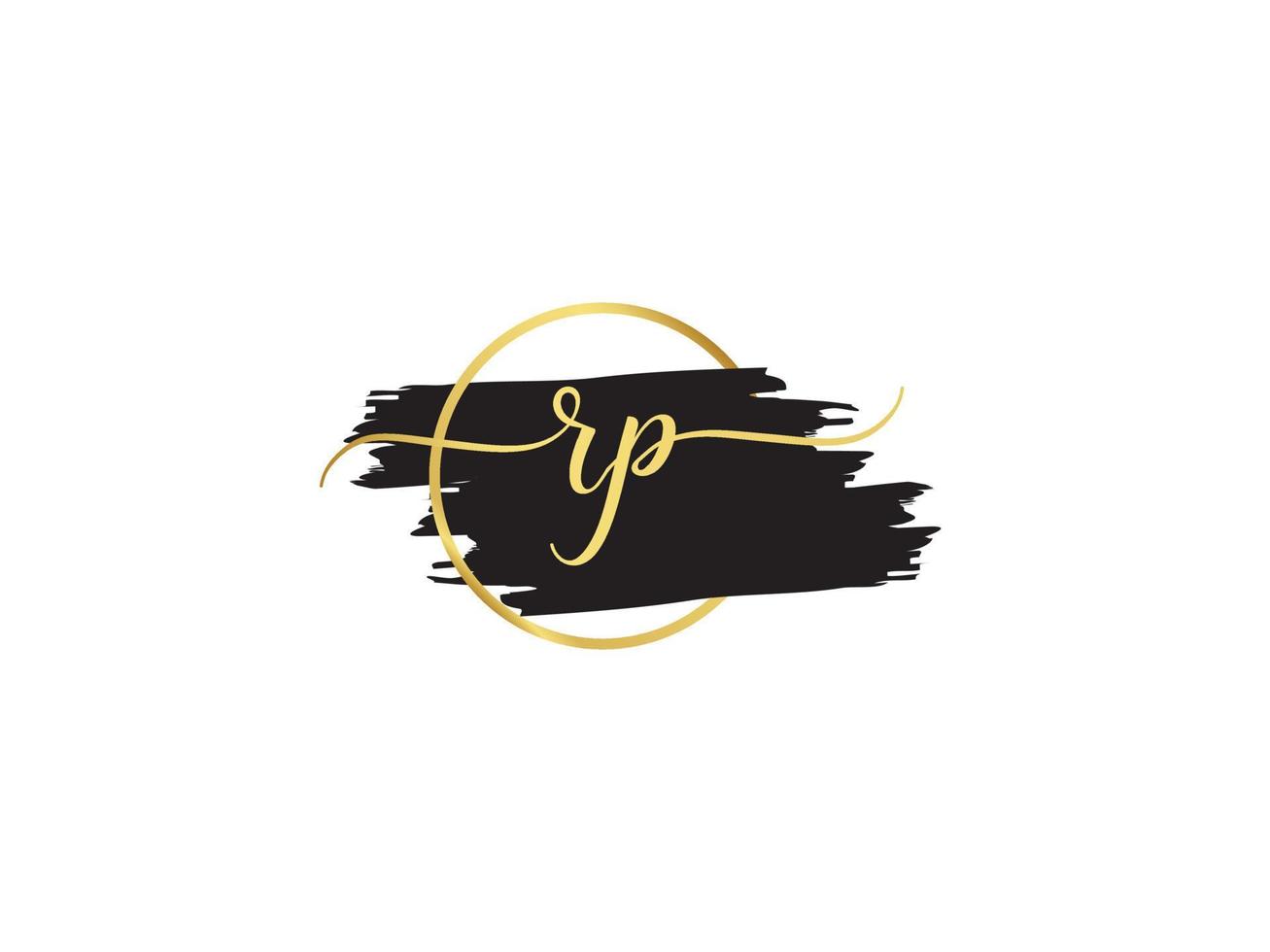 Luxury Rp Letter Logo, Initial RP Signature Brush Letter Logo Icon vector