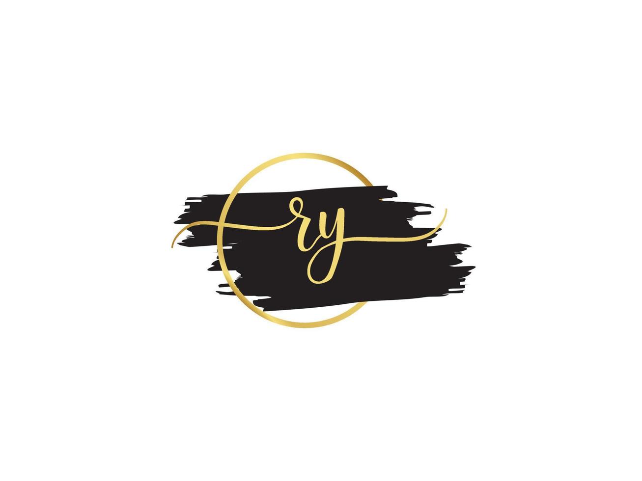 lujo ry letra logo, inicial ry firma cepillo letra logo icono vector