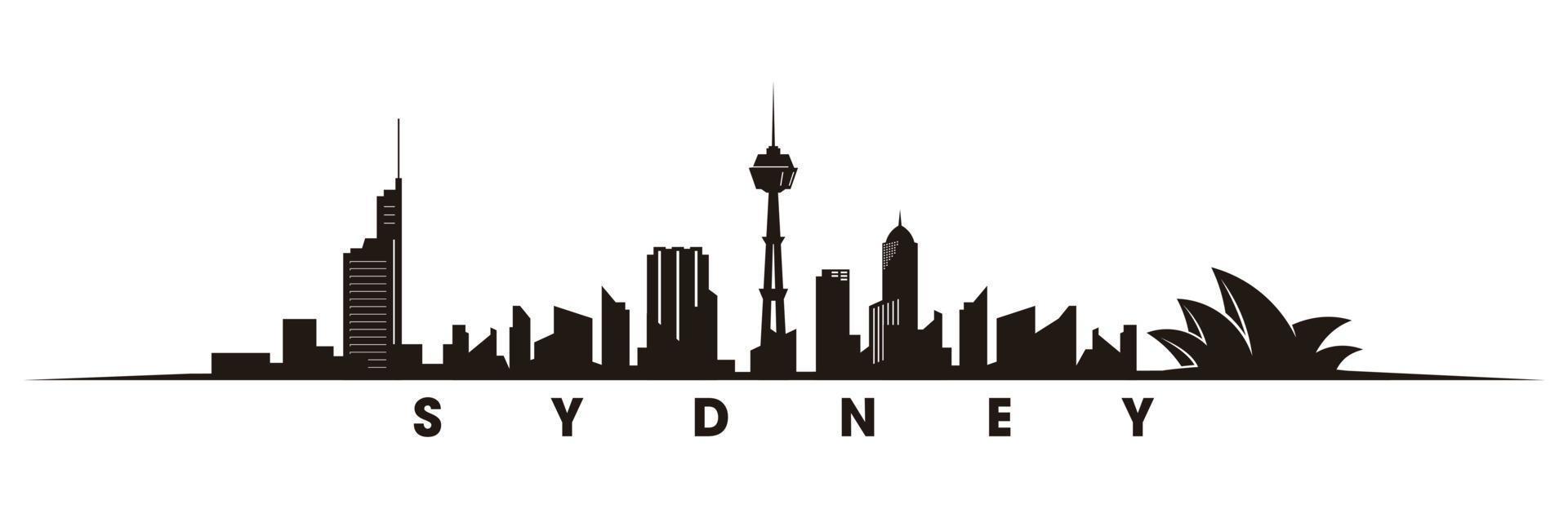 Sydney horizonte y puntos de referencia silueta vector