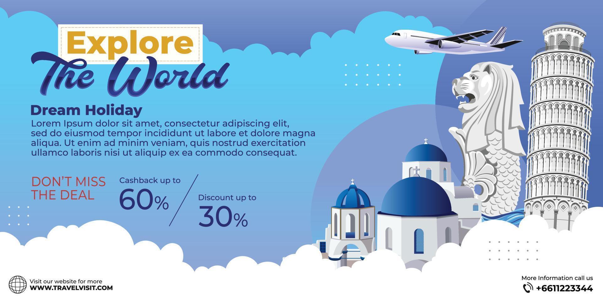 World Travel Vector Illustration. Tour and Travel Graphic design for banners and flyer