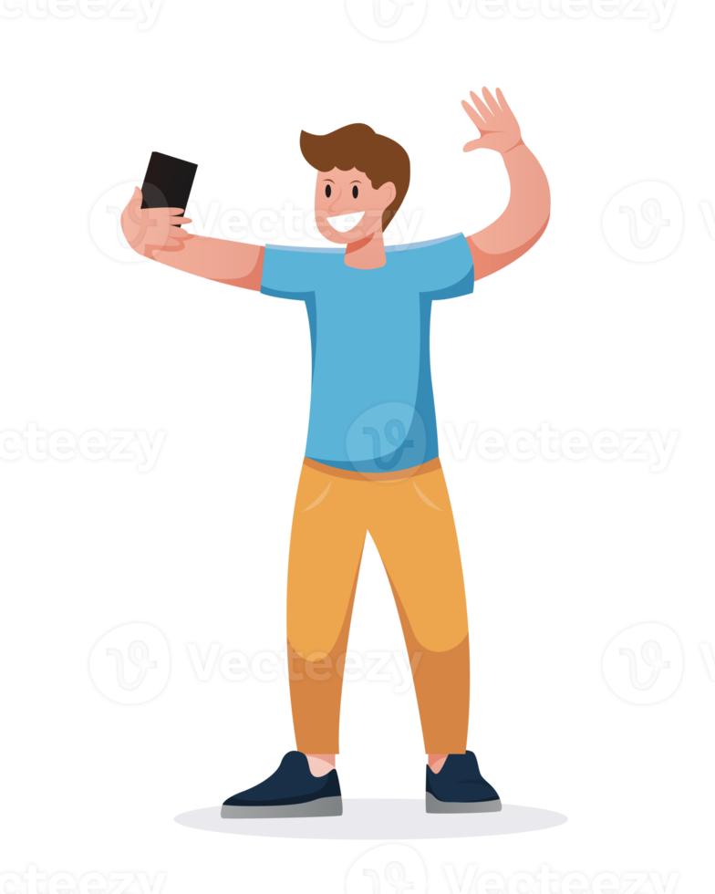 man using smartphone isolated illustration png