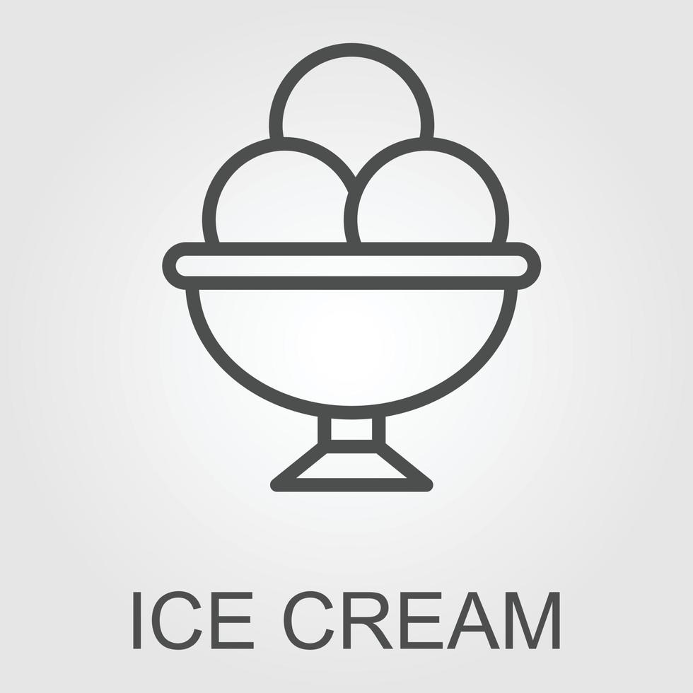 Melting ice cream scoop thin line icon. Bowl, spoon, summer menu, refreshment isolated outline sign. Food and dessert concept. Vector illustration symbol element for web design and apps